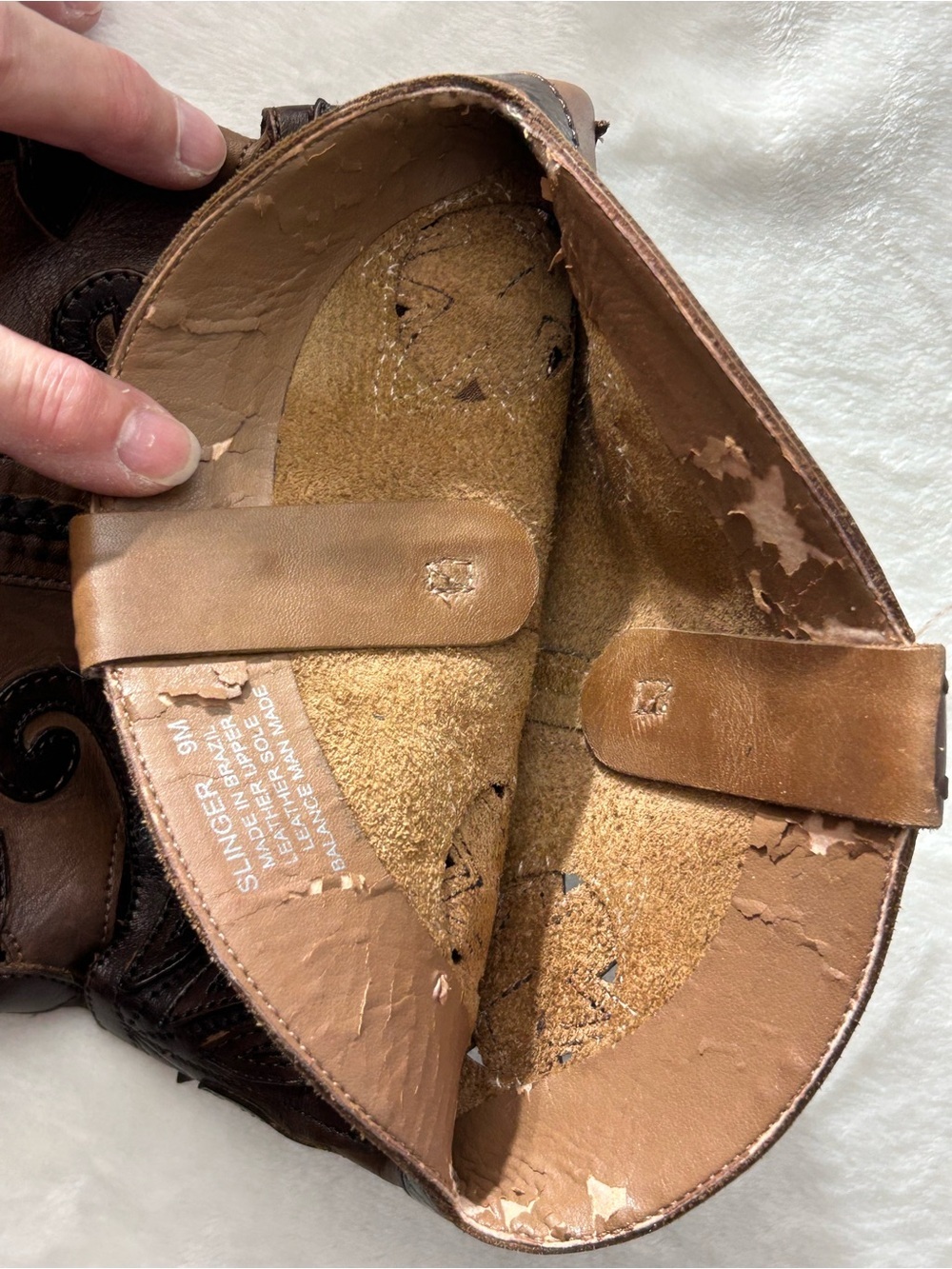 Carlos Santana Slinger Brown Leather Die Cut Western Heeled Boots Pullon Size 9 - Picture 14 of 16